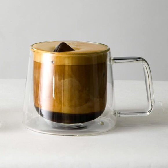 Four New LEMONSODA Double Walled Glass Coffee Drink Mug with Handle, 250 mL - Picture 3 of 9